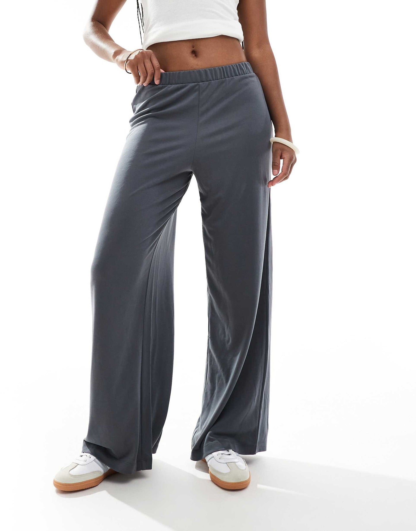 Super Soft Low Waist Wide Leg Jersey Trousers