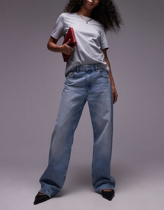 Mid Rise Straight Leg Jeans