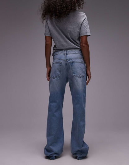 Mid Rise Straight Leg Jeans
