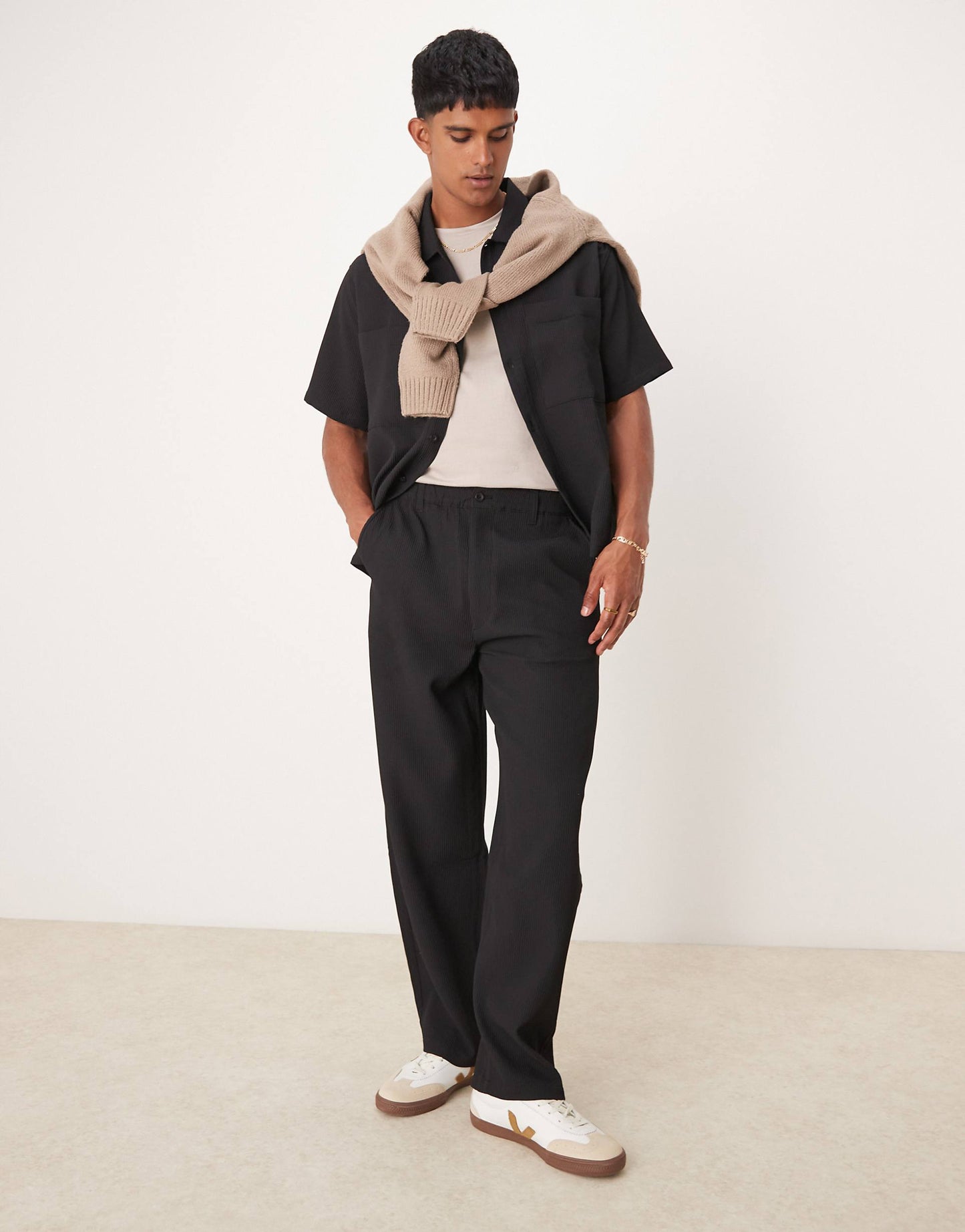 Wide Leg Plisse Trouser Co-Ord