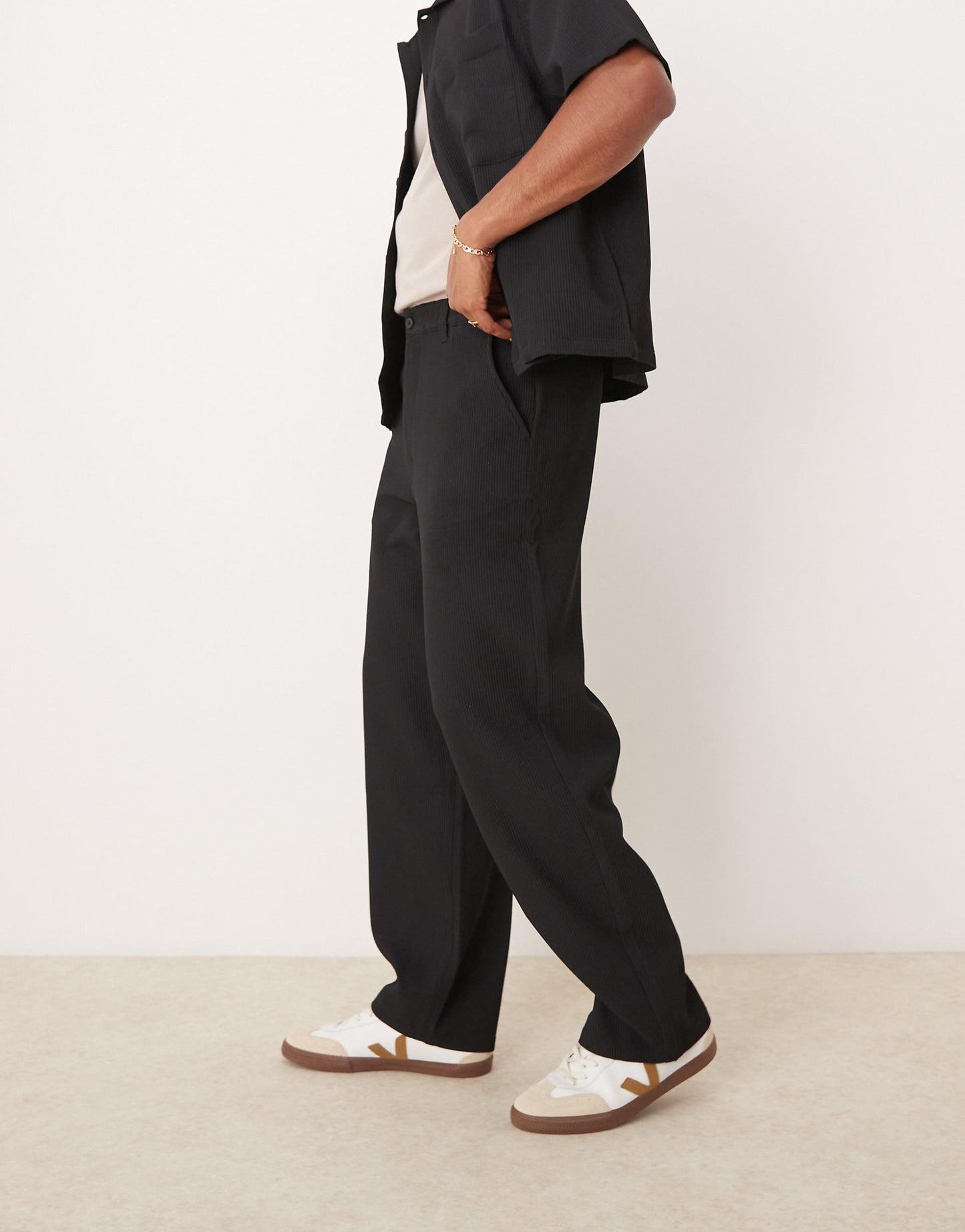 Wide Leg Plisse Trouser Co-Ord