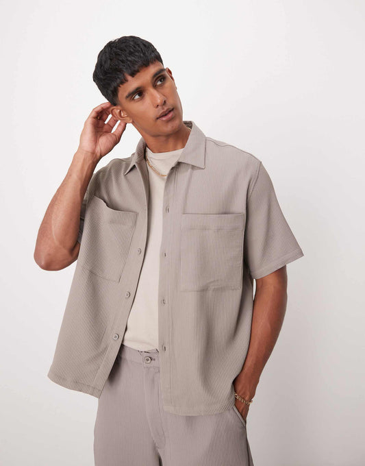 Plisse Pocket Shirt Co-Ord