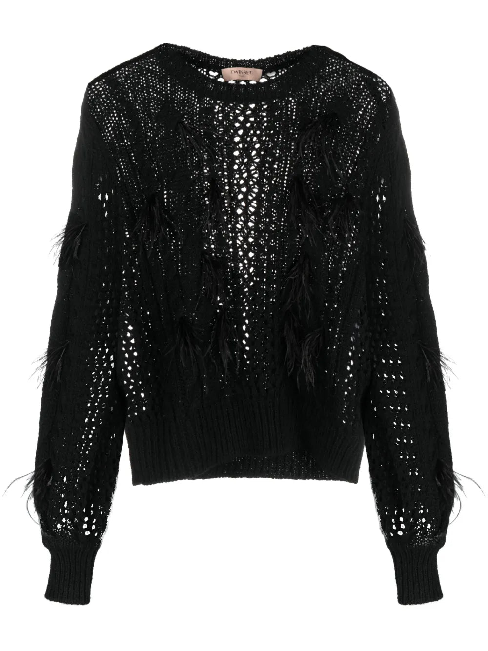 Feather-Detail Cable-Knit Jumper
