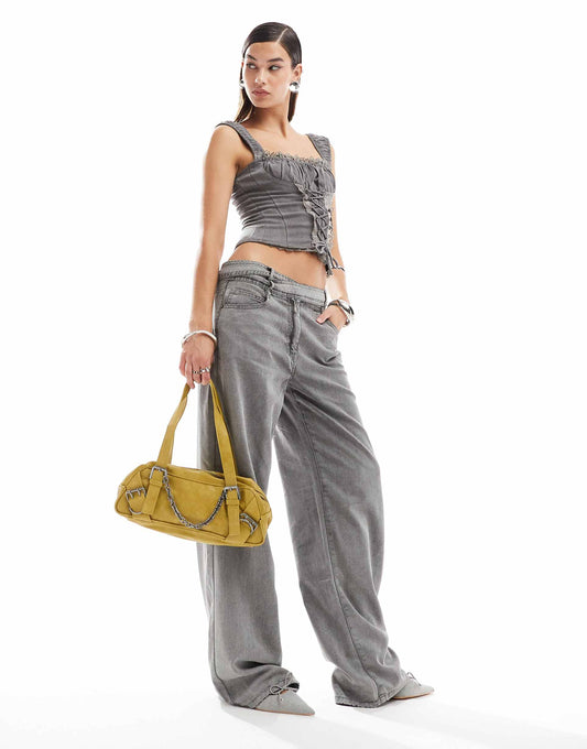 Denim Jeans With Cross Waist Co-Ord