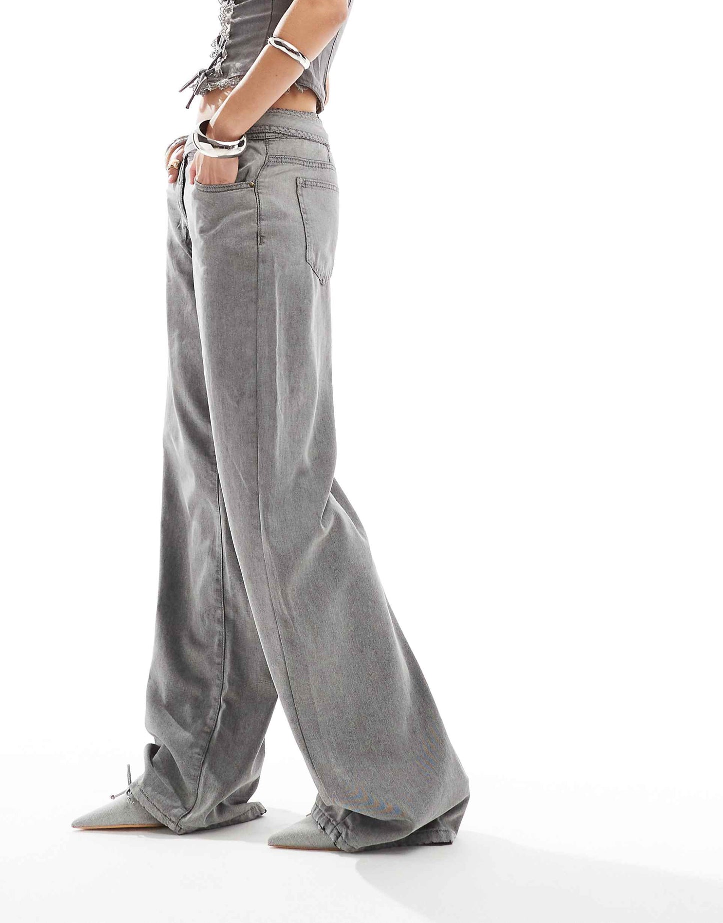 Denim Jeans With Cross Waist Co-Ord