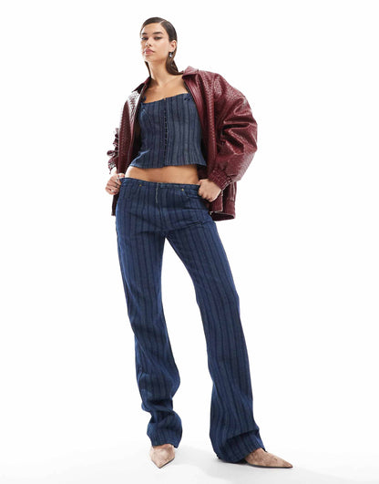 Denim Low Rise Flared Leg Jeans Co-Ord