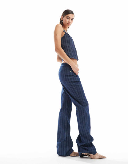 Denim Low Rise Flared Leg Jeans Co-Ord