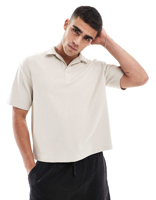 Relaxed Heavyweight Polo T-Shirt With Revere Collar