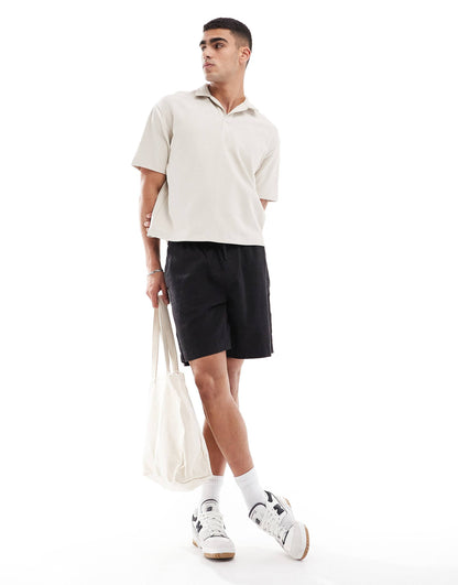 Relaxed Heavyweight Polo T-Shirt With Revere Collar