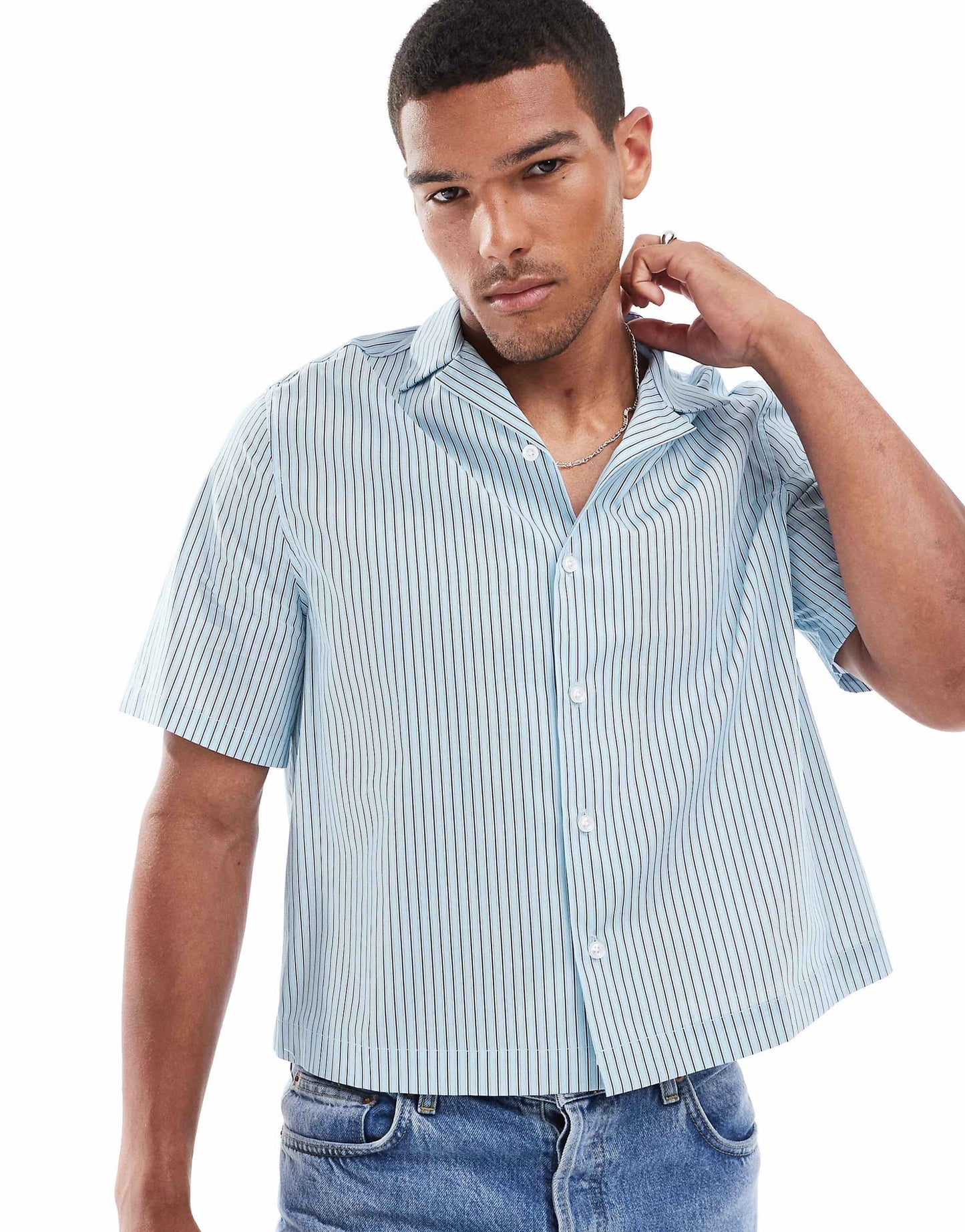 Relaxed Boxy Shirt With Revere Collar