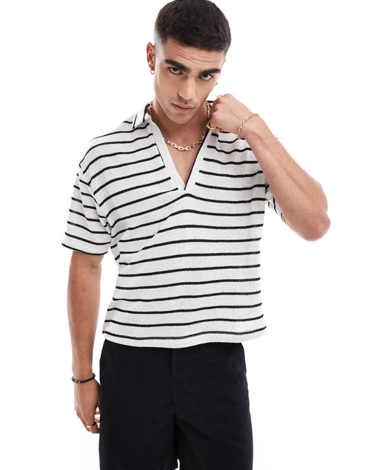 Relaxed Loose Knit Polo T-Shirt
