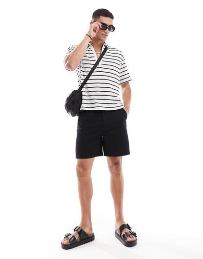 Relaxed Loose Knit Polo T-Shirt