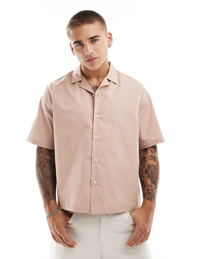 Relaxed Boxy Shirt With Revere Collar
