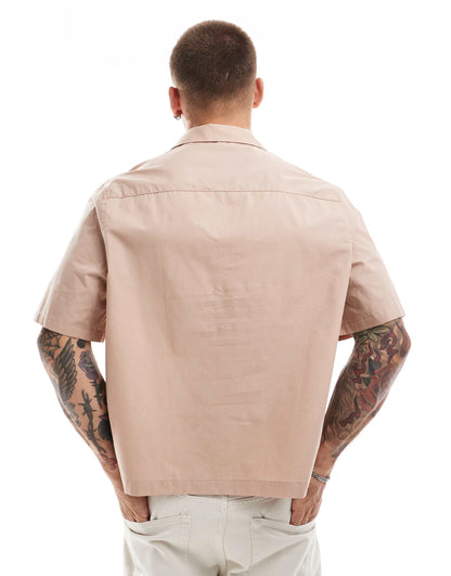 Relaxed Boxy Shirt With Revere Collar