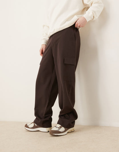 Smart Wide Leg Cargo Trousers