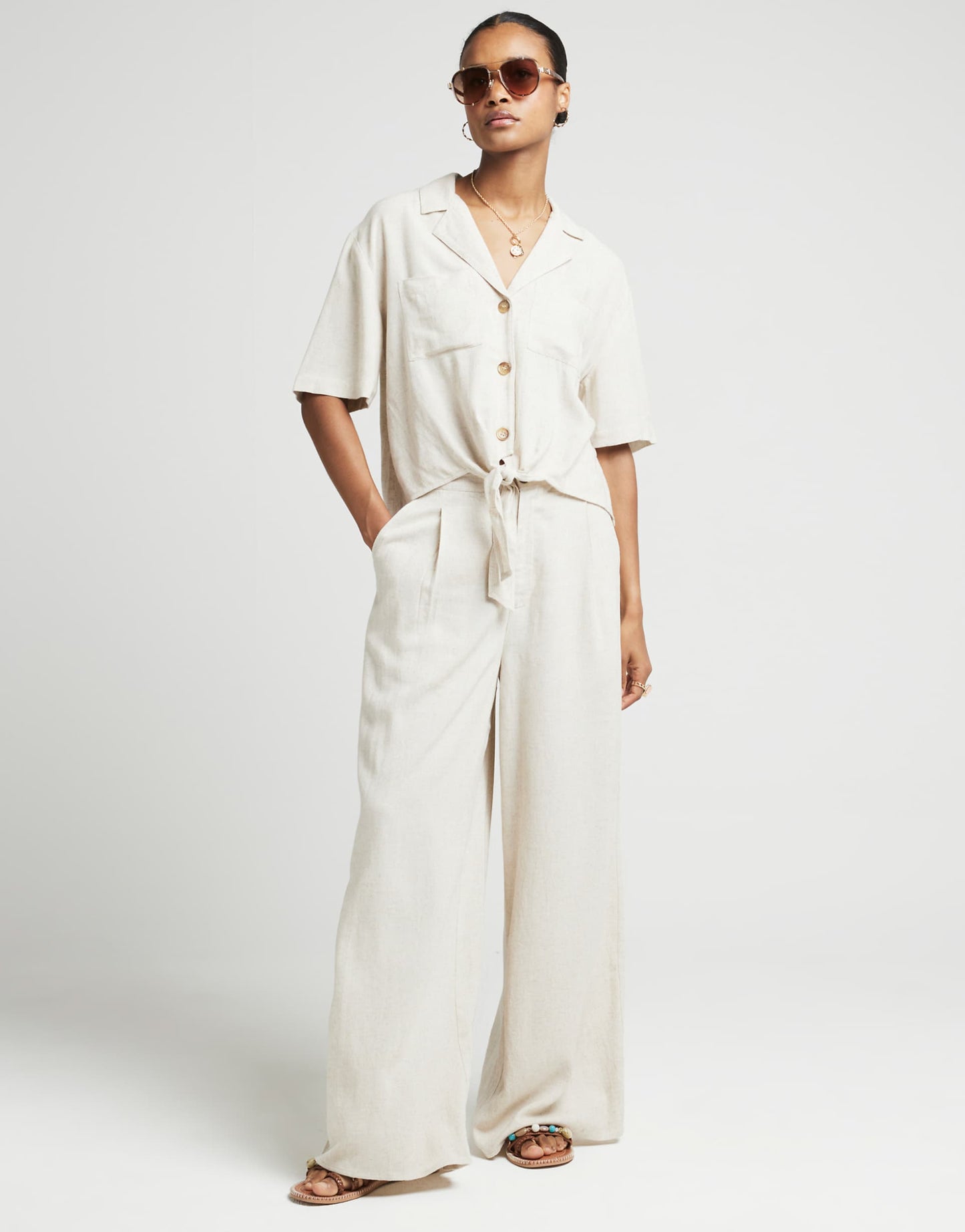 Tie Front Linen Shirt