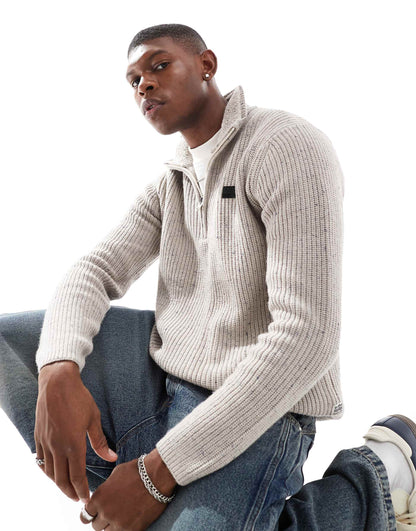 Heavyweight Knitted Half Zip Jumper