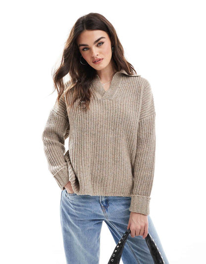Heavyweight Knitted V Neck Jumper