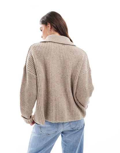 Heavyweight Knitted V Neck Jumper