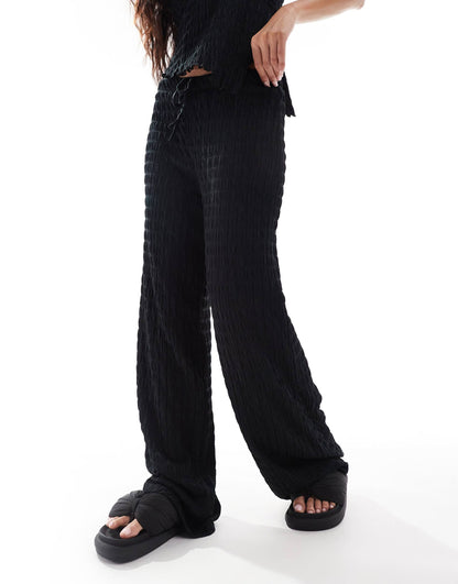 Textured Wide Leg Trousers Co Ord