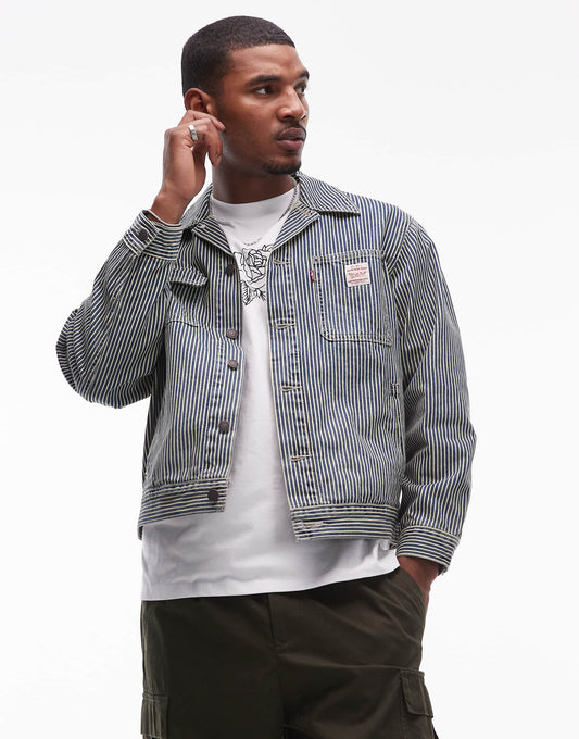 Workwear Capsule Sunrise Trucker Jacket Railroad Stripe Denim