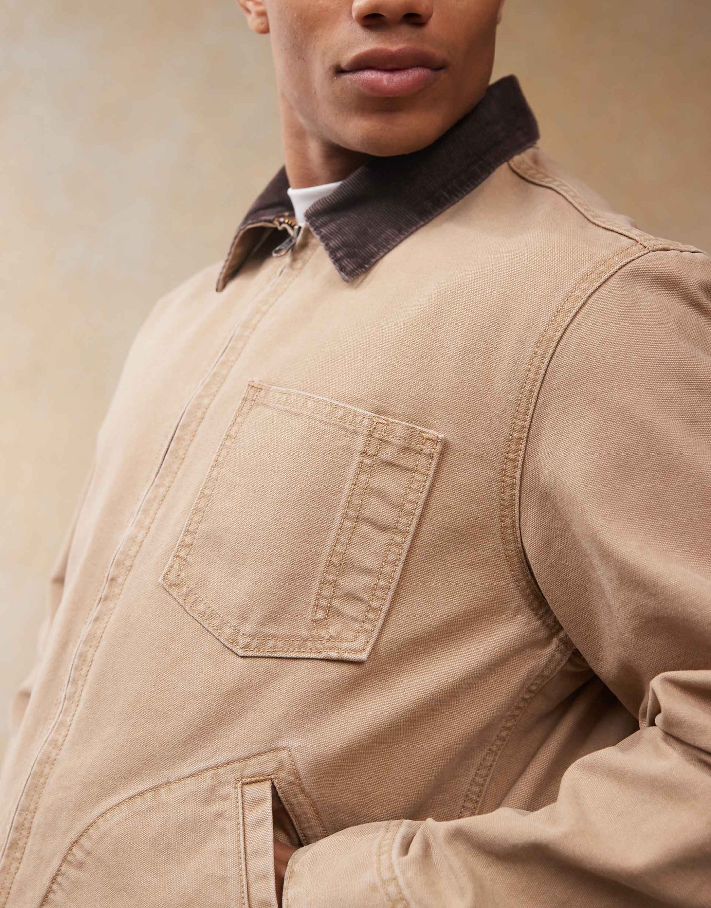 Full Zip Mechanics Canvas Trucker Jacket Relaxed Boxy Fit