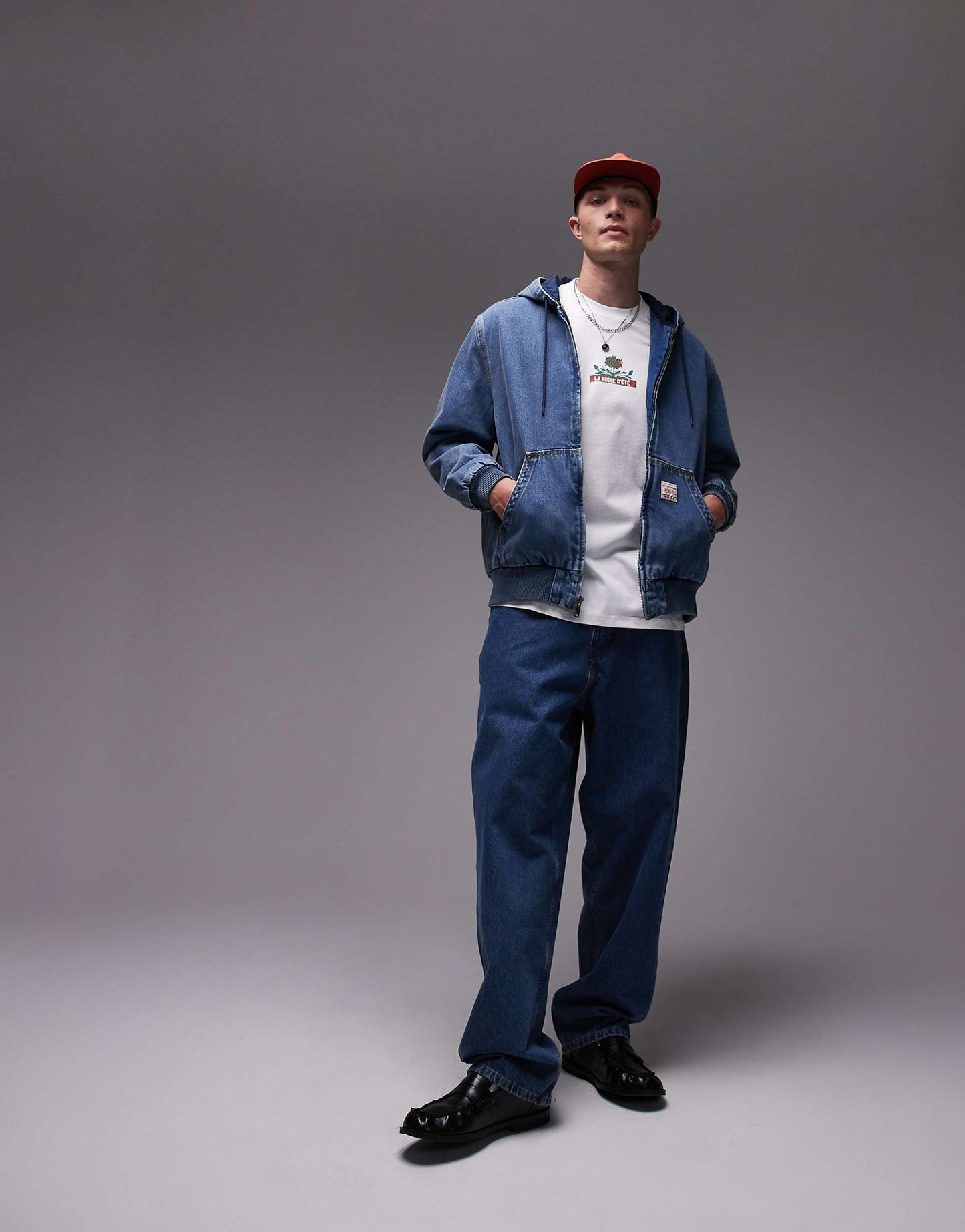 Workwear Capsule Potrero Hooded Denim Bomber Jacket Relaxed Fit