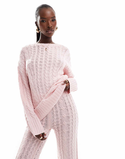 Cable Knit Longline Oversized Jumper Co-Ord