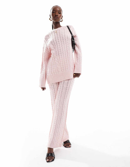 Cable Knit Longline Oversized Jumper Co-Ord