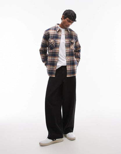 Relaxed Fit Western Check Slub Cotton Twill Shirt