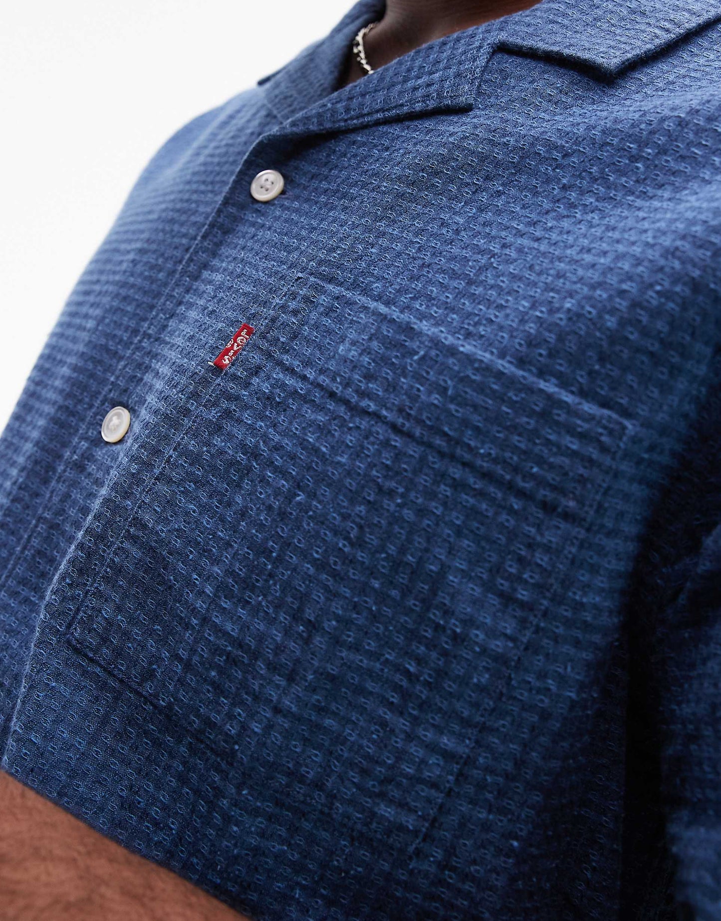 Standard Camp Short Sleeve Revere Collar Cotton Dobby Shirt