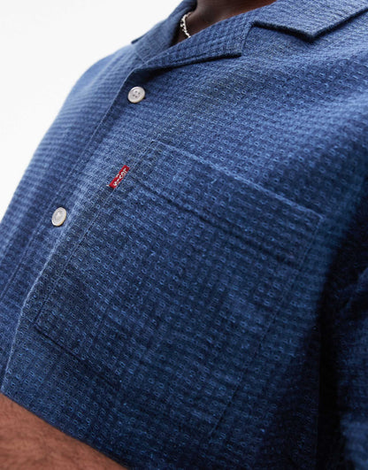 Standard Camp Short Sleeve Revere Collar Cotton Dobby Shirt