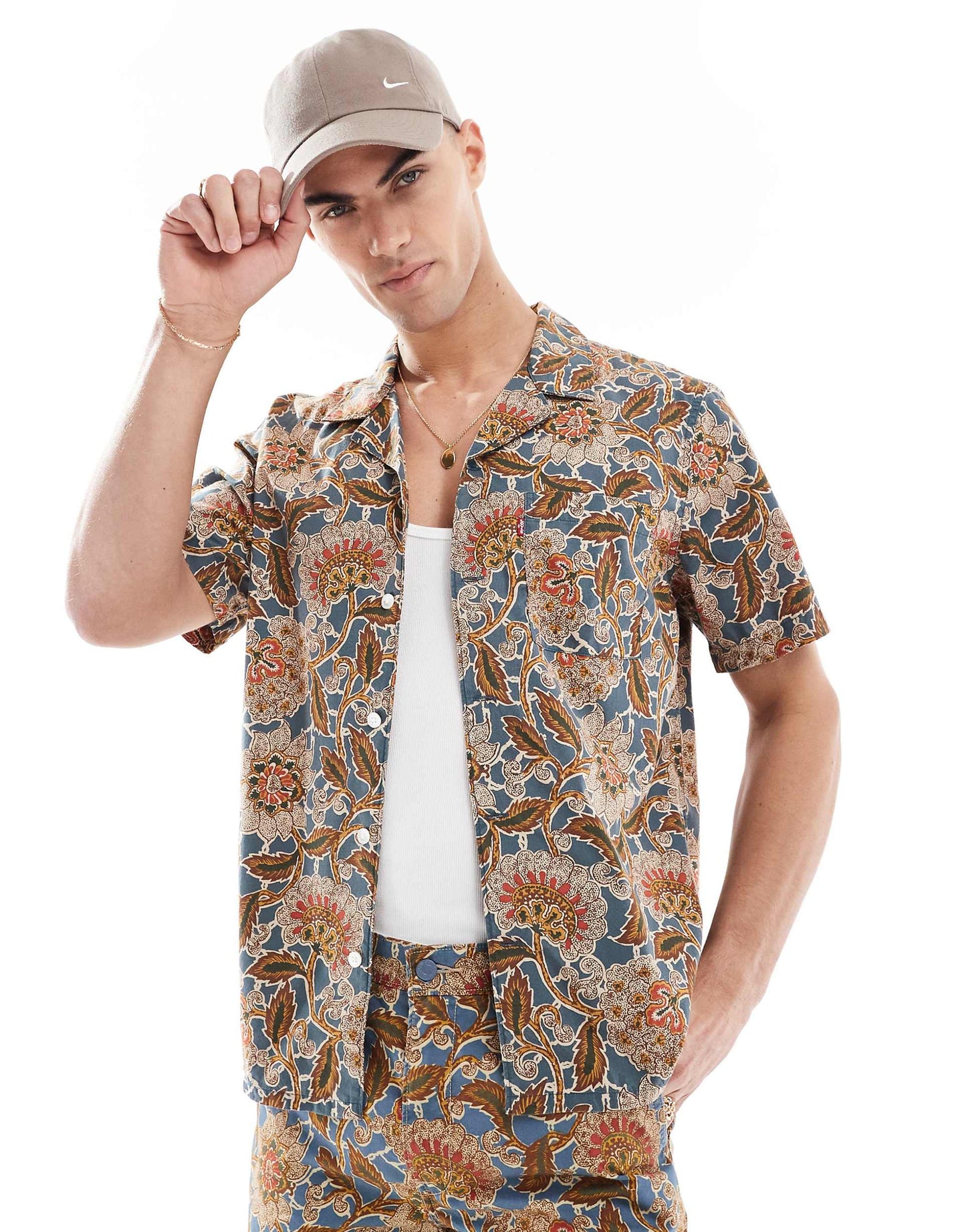 The Sunset Camp Short Sleeve Revere Collar Floral Print Shirt