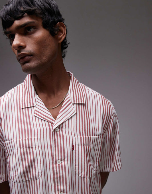 Classic Camper Short Sleeve Revere Collar Stripe Shirt