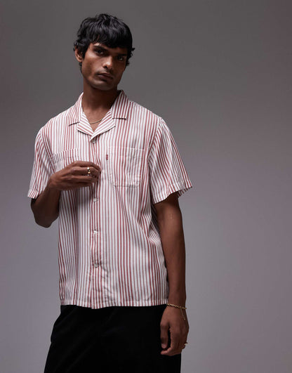 Classic Camper Short Sleeve Revere Collar Stripe Shirt