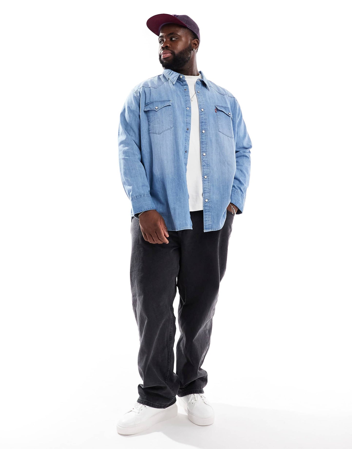 Big & Tall Barstow Western Denim Shirt Regular Fit