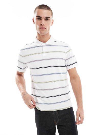 Authentic Logo Multi Stripe Jersey Polo