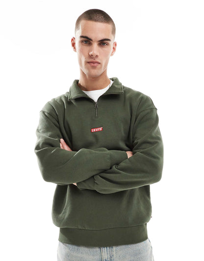 Patch Baby Tab Central Logo Half Zip Sweatshirt Relaxed Fit