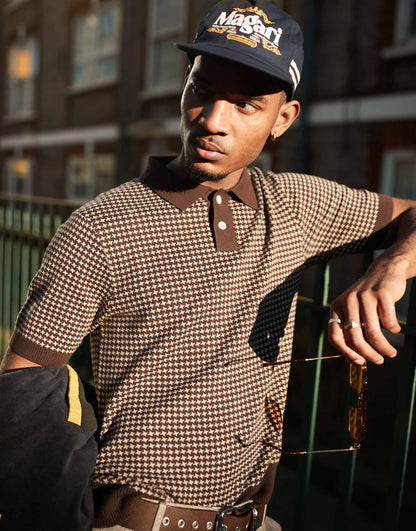 Houndstooth Knit Polo