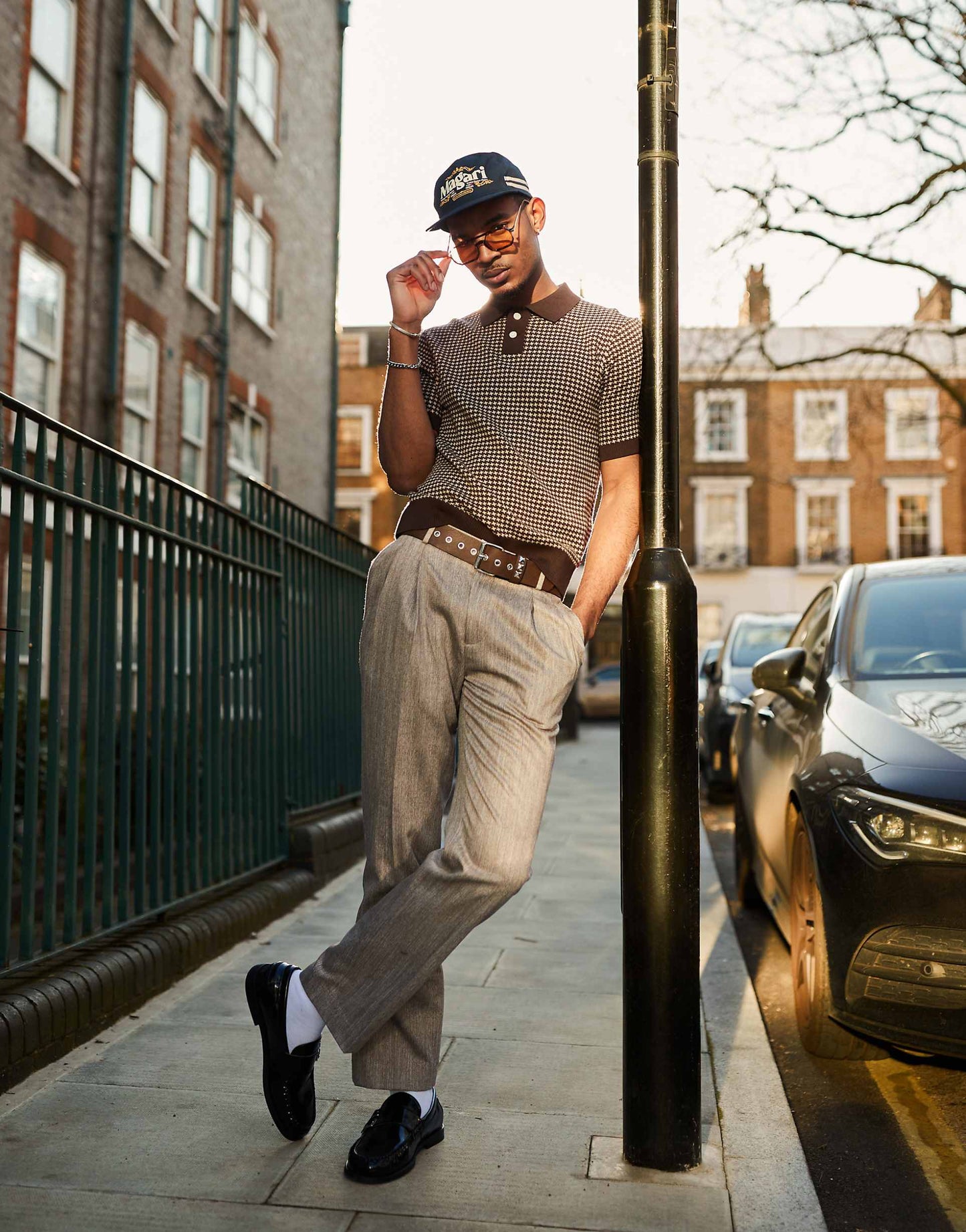 Houndstooth Knit Polo