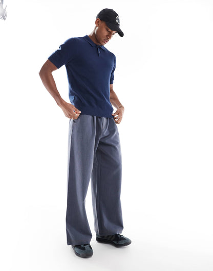 Cotton Linen Blend Seed Stitch Knit Polo