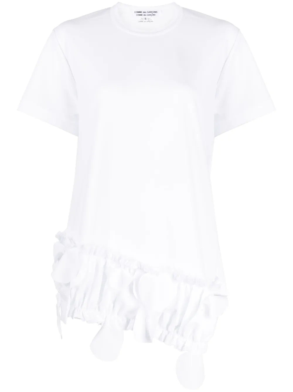 Ruffled Appliqué-Detailing Asymmetric T-Shirt