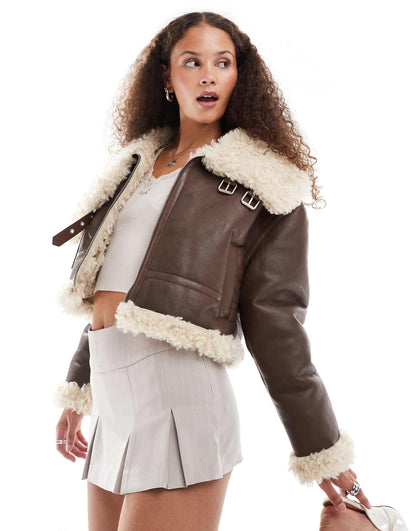 Faux Shearling Aviator Jacket