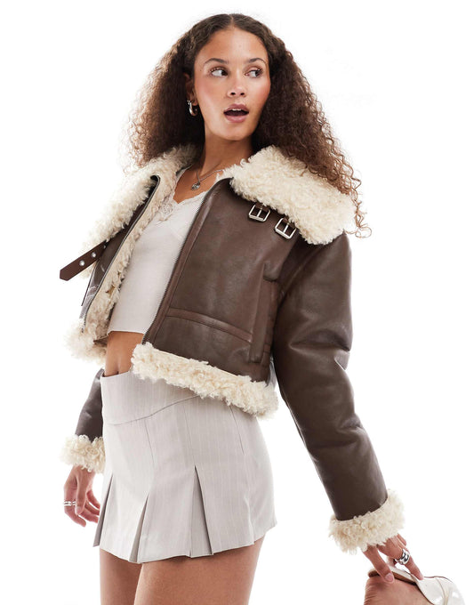 Faux Shearling Aviator Jacket
