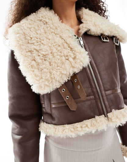 Faux Shearling Aviator Jacket