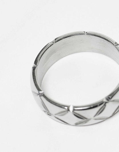 2 Pack Waterproof Stainless Steel Band Ring With Embossing