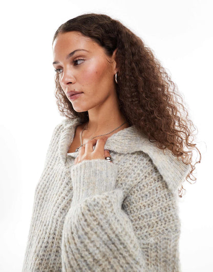 Collar Detail Ribbed Jumper