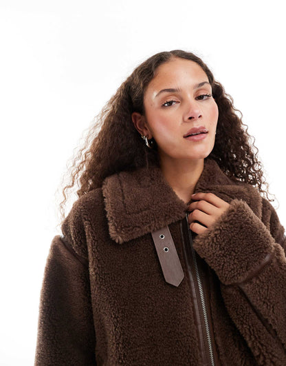 Faux Shearling Aviater Jacket