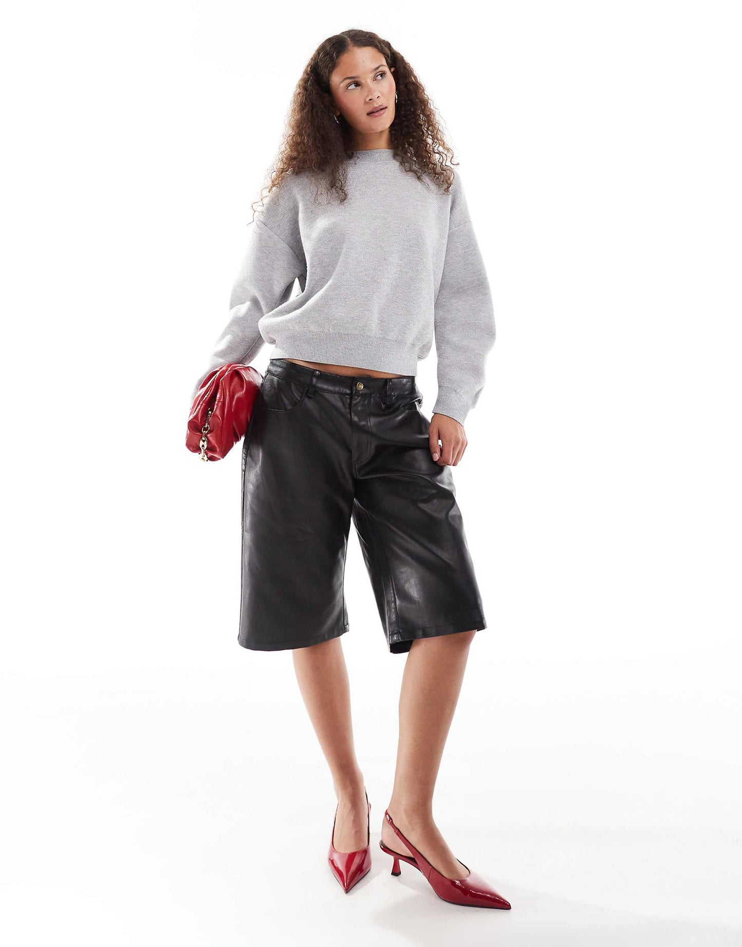 Round Neck Balloon Sleeve Knitted Jumper