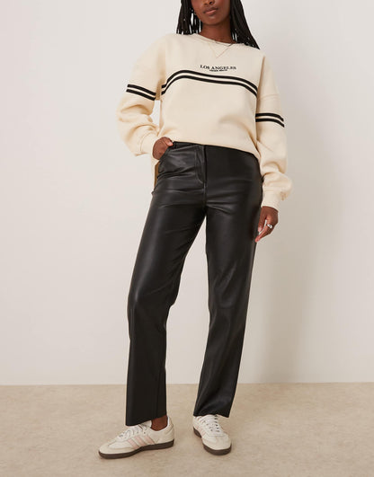 Leather Look Straight Leg Trouser